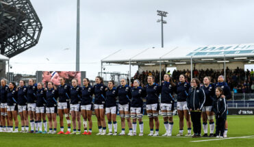 The Scotland team stand for the national anthem 1/4/2023