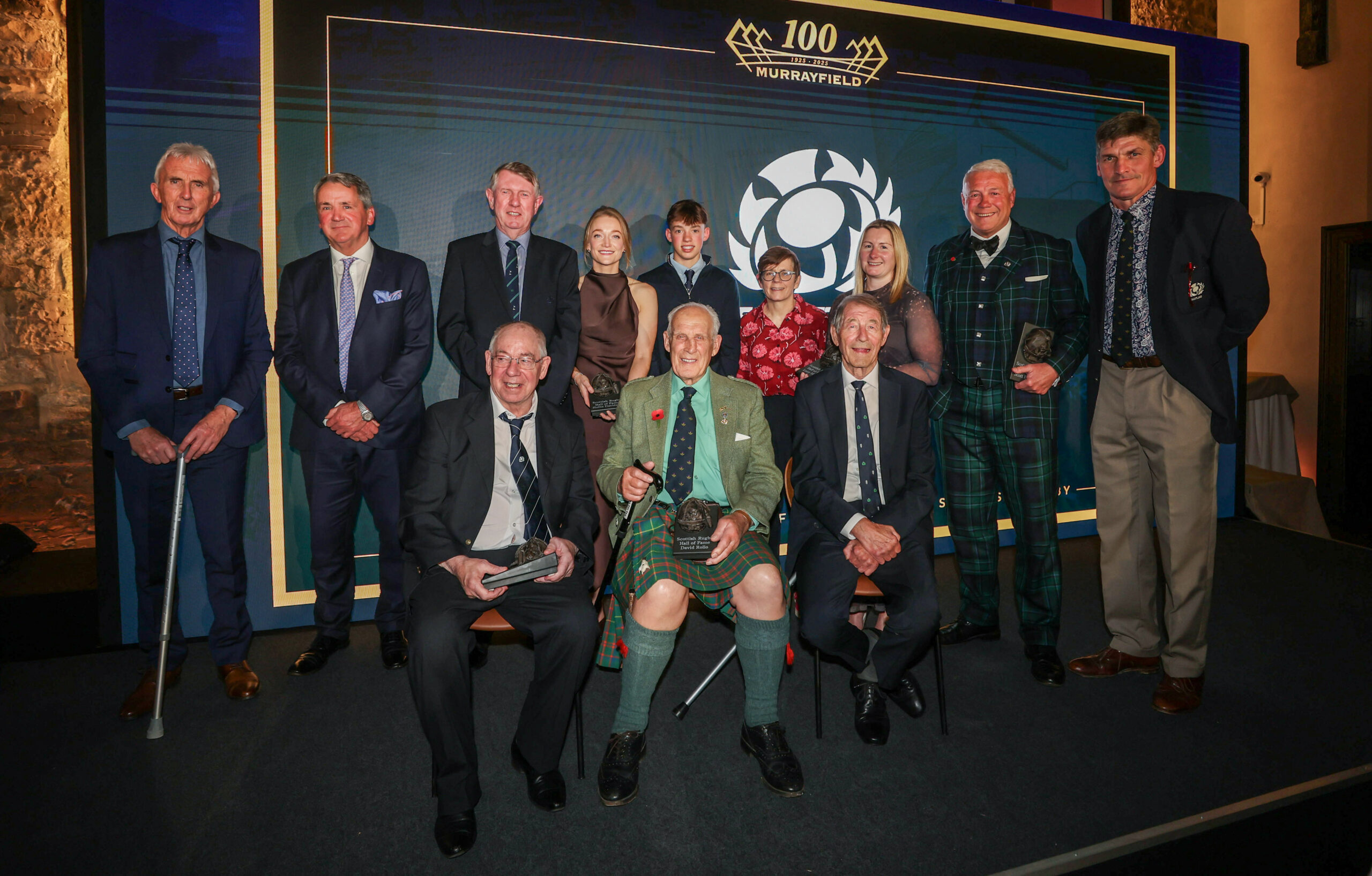 EDINBURGH, SCOTLAND - OCTOBER 30: The Hall of Fame inductees during a Scottish Rugby Union Hall of Fame Induction Ceremony at Greyfriars Hall, on October 30, 2025, in Edinburgh, Scotland.