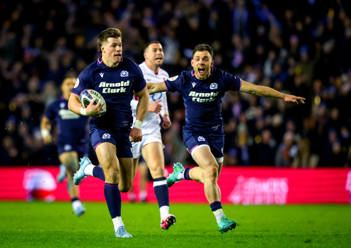 Scotland celebrate Calcutta Cup win: Team reaction